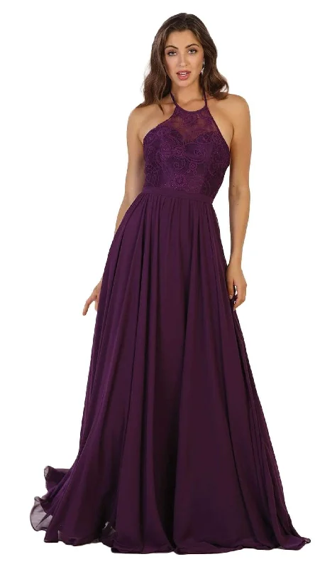 Price Reduction May Queen - Embellished Illusion Halter A-line Evening Dress