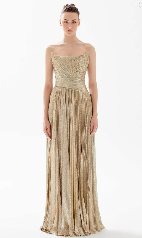 Quick Sale Tarik Ediz 98200 - Pleated Bateau Evening Dress