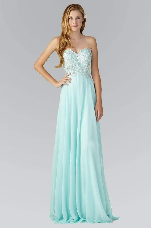 Year-End Sale Elizabeth K - GL2049 Strapless Applique Chiffon Gown