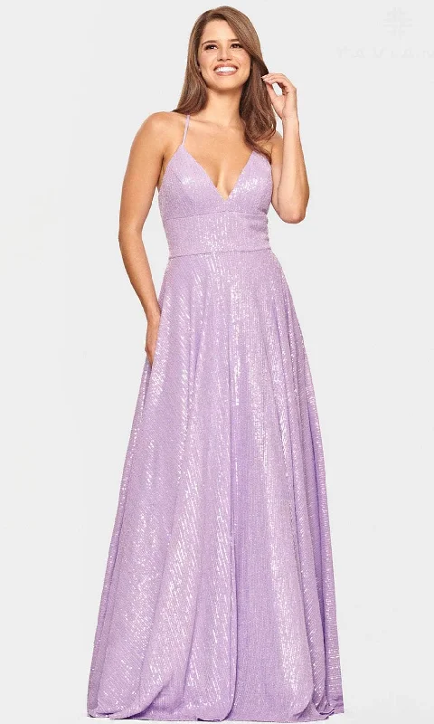 Best Bargains Faviana S10831 - V-Neck Strappy Open Back Prom Gown