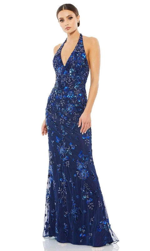 Take Advantage Mac Duggal 5484 - Floral Beaded Halter Evening Gown