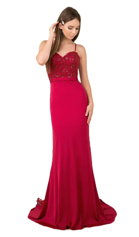 Reduced Prices Nox Anabel - E276 Sequined Lace Illusion Paneled Long Gown