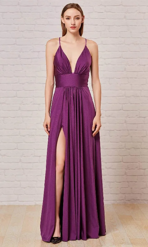 Special Discount J'Adore Dresses - J18042 Plunging V-Neck Empire High Slit Gown