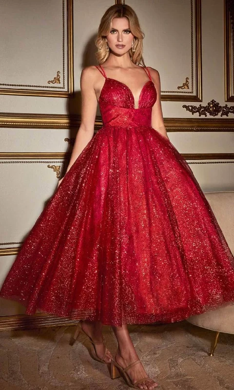 Huge Discounts Ladivine CD996T - Sleeveless Glitter Flocked Dress