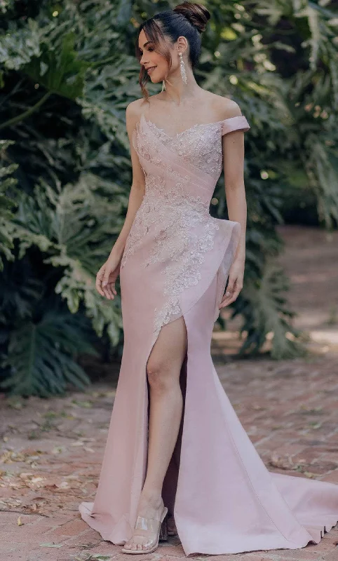 Year-End Clearance Terani Couture 232E1237 - Embroidered One Shoulder Evening Gown