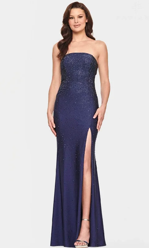 Limited Quantity Faviana S10839 - Sparkly Strapless High Slit Prom Dress