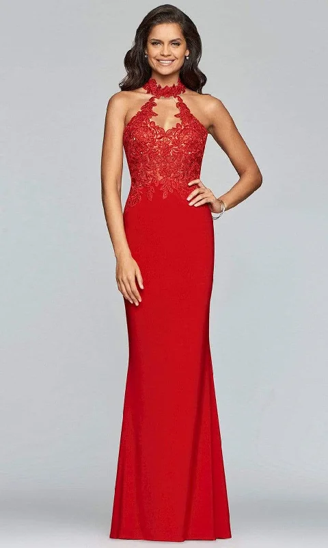 New Deals Faviana - 7750 High Halter Cutout Sheath Gown