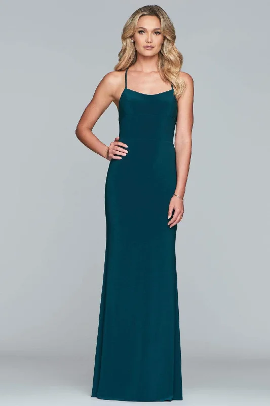 Today's Special Faviana - Lace Up Back Long Sheath Dress S10205 - 1 pc Evergreen In Size 0 Available