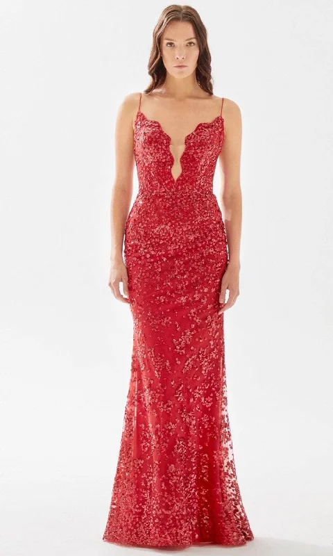 Online Only Tarik Ediz 52119 - Embellished Scallop Bod Full Dress
