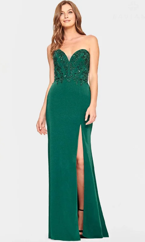Stock Clearance Faviana S10865 - Sequin Embellished Satin Prom Dress