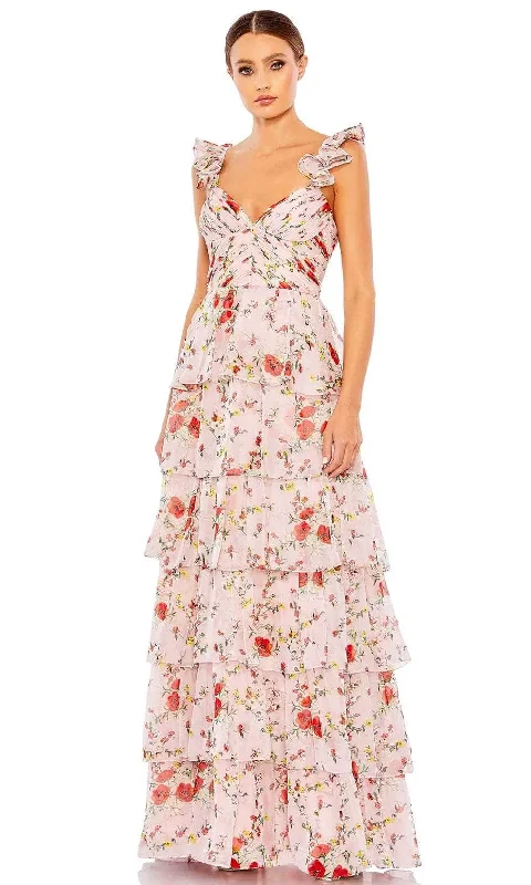 Bargain Bin Ieena Duggal 55816 - Floral Tiered Evening Gown