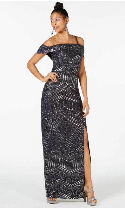 Year-End Clearance Laundry HP01K67G - Metallic Motif Sheath Evening Dress