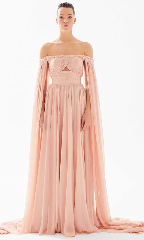 Great Deals Tarik Ediz 98225 - Off-Shoulder Chiffon Evening Dress