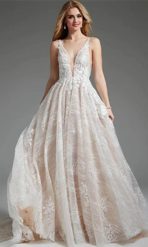 Shop and Save Jovani 39435 - Floral A-Line Bridal Gown