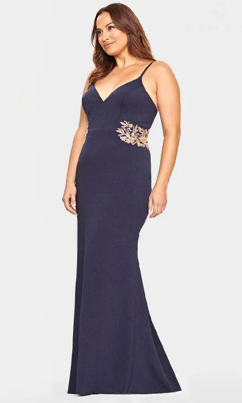 Can't Miss Faviana 9540 - Gilded Applique V-Neck Prom Dress