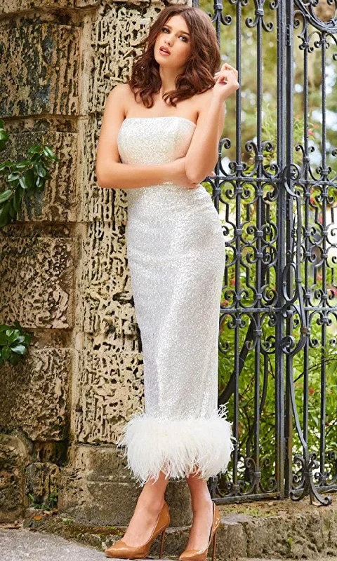 Instant Discount Jovani 09631 - Feathered Hem Formal Dress