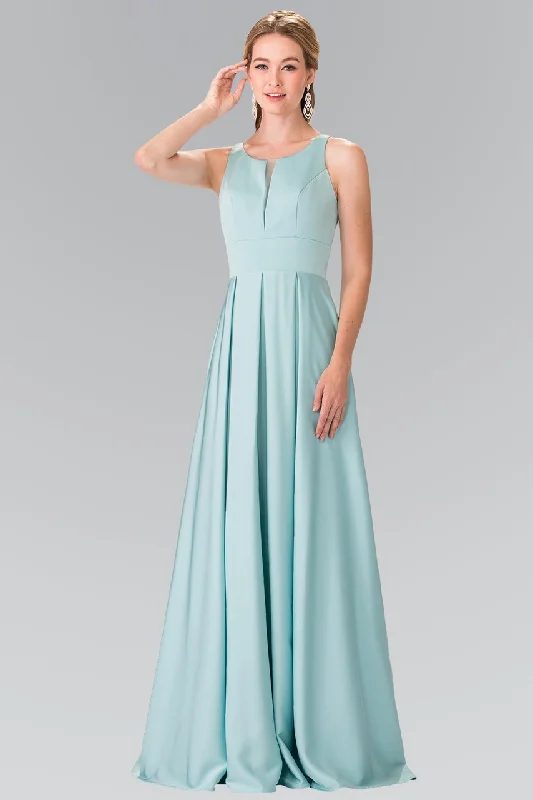 Big Savings Elizabeth K - GL2365 Sleek Scoop Neck Long A-line Dress