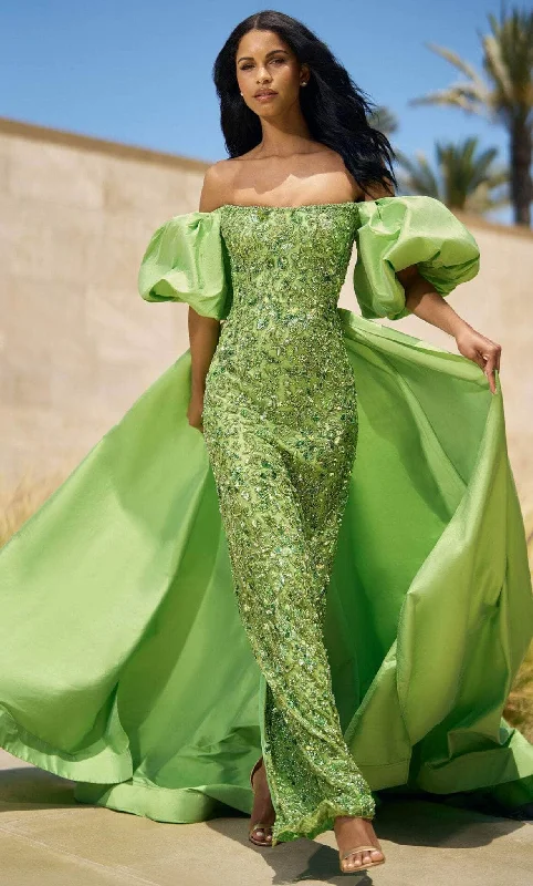 Markdowns Sherri Hill 55632 - Beaded Overskirt Evening Gown