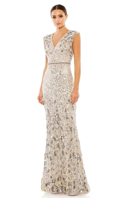 Final Sale Mac Duggal 5505 - Beaded Cap Sleeve Evening Gown