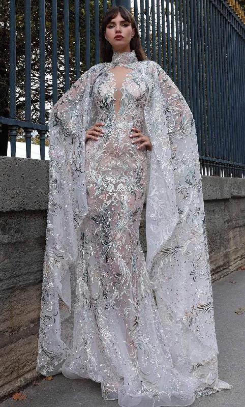 Price Drop MNM Couture K4025 - High Neck See-Through Dress