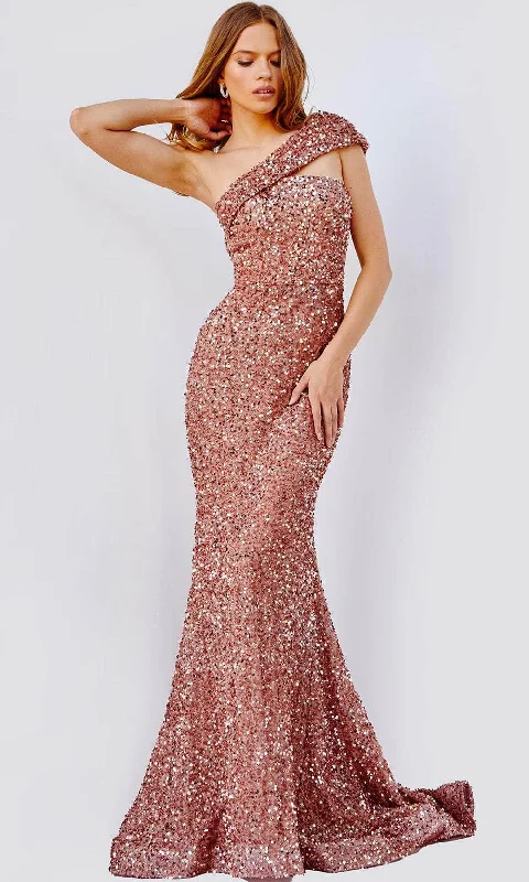 Price Fest JVN by Jovani JVN23770 - Draped Shoulder Sequin Prom Dress