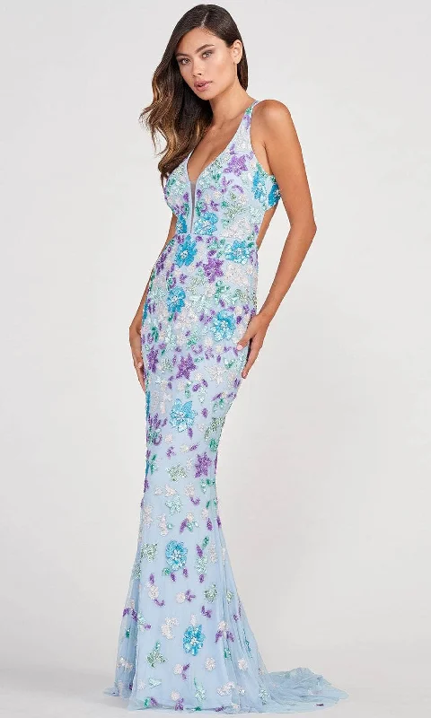 Price Reduction Colette for Mon Cheri CL2088 - Floral Patterned Sequin Plus Size Prom Gown