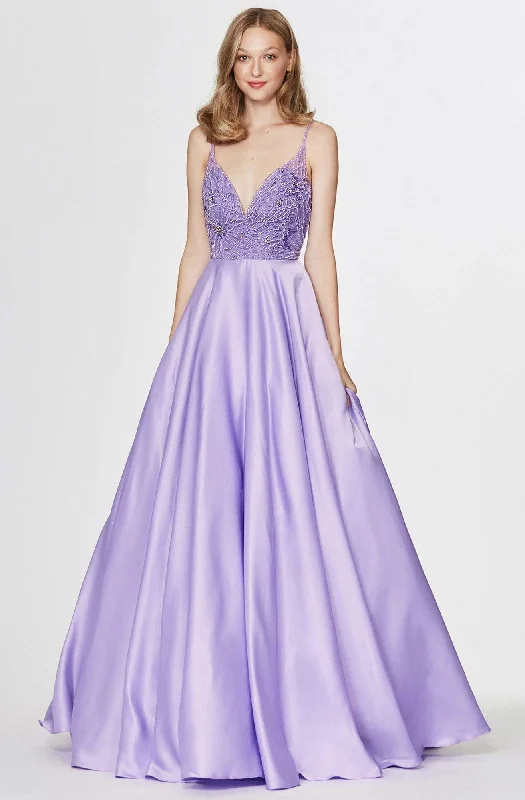 Clearance Event Angela & Alison - 91001 Sleeveless Low Scoop Back Beaded Satin Gown