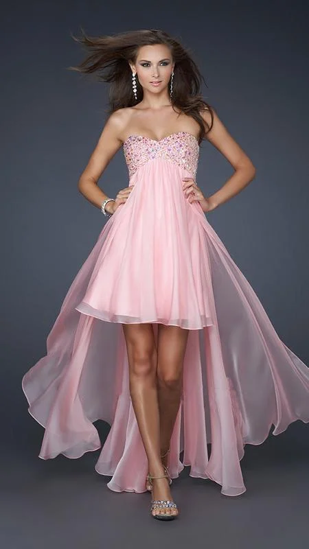 Final Markdown La Femme - 17502 Beaded Sweetheart High-Low Chiffon A-line Gown