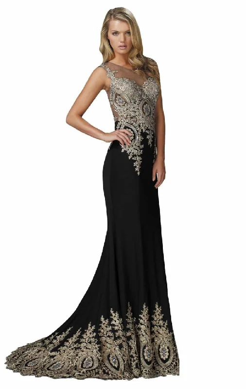 Today’s Deal Elizabeth K - GL2166-1 Beaded Lace Applique Embellished Gown