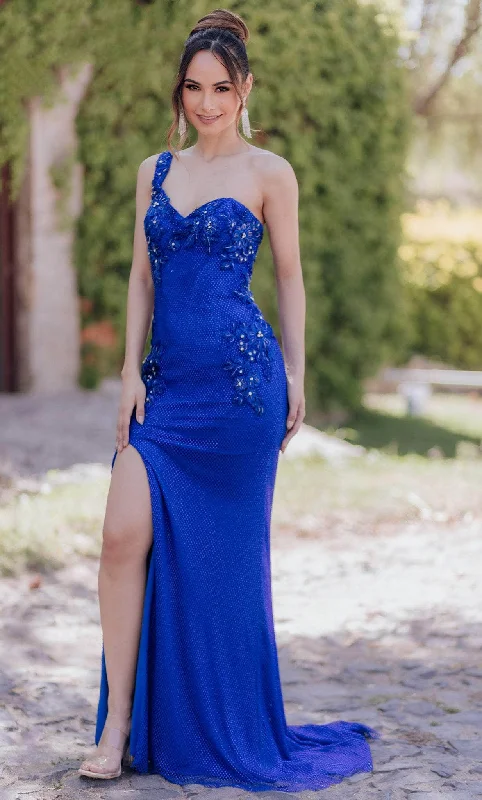 Members Only Terani Couture 232GL1470 - One-Sleeve Embellished Prom Gown
