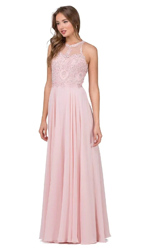Blowout Deals Dancing Queen - 2234 Sleeveless Illusion Jewel Lace Ornate Prom Gown
