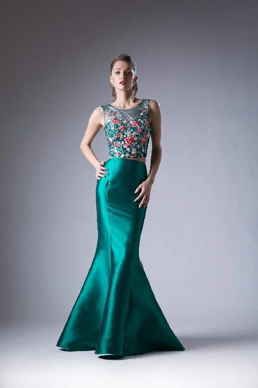 Buy Now Cinderella Divine - HW03 Two Piece Floral Appliqued Mermaid Gown