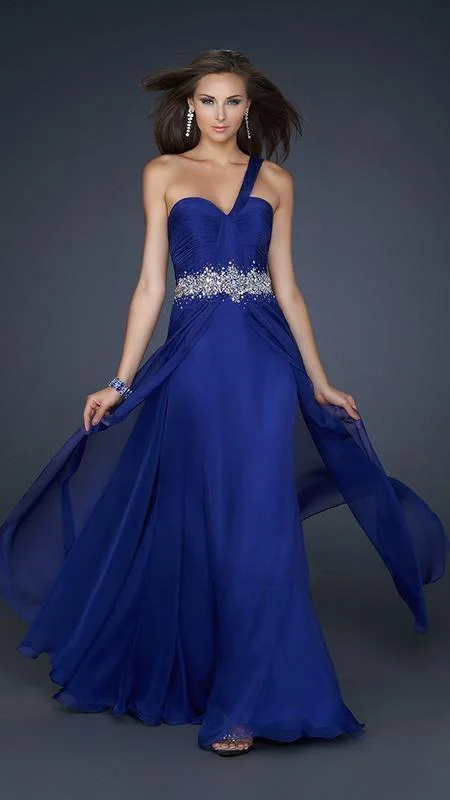 Mega Deal La Femme Gigi - 17613 Ruched Embellished Sweetheart Chiffon Gown