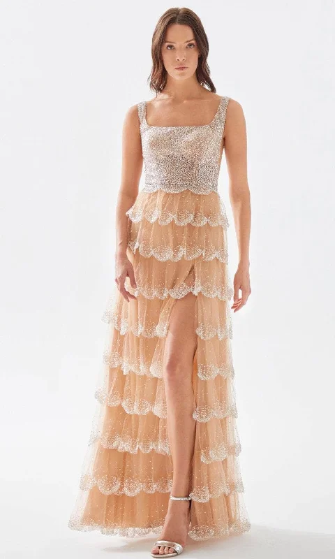 Unmissable Offer Tarik Ediz 52050 - Square Neck Bugle Beaded Dress