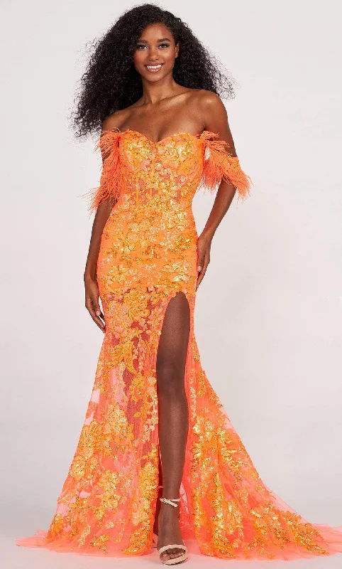 Clearance Items Ellie Wilde EW34034 - Feather trim Sweetheart Evening Dress