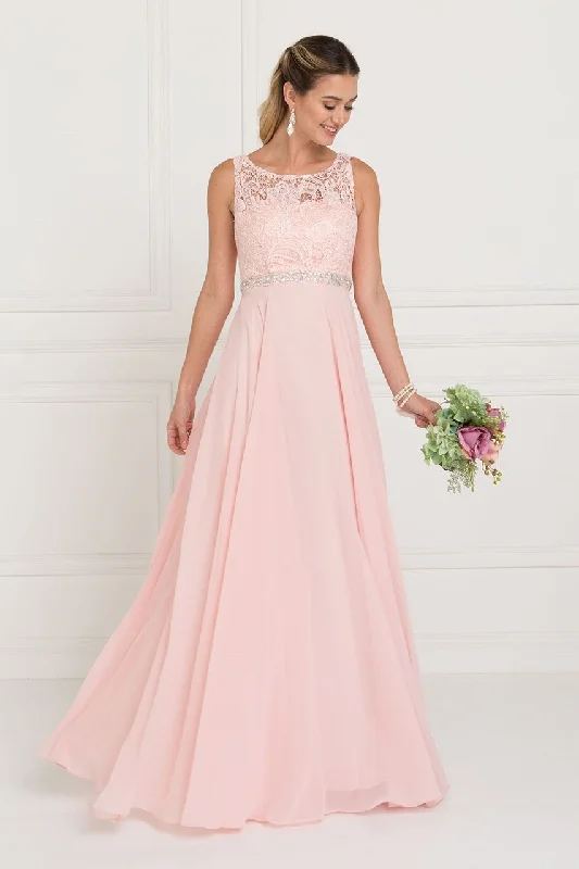 Season Finale Sale Elizabeth K - GL2420 Jeweled Waist Lace A-Line Gown