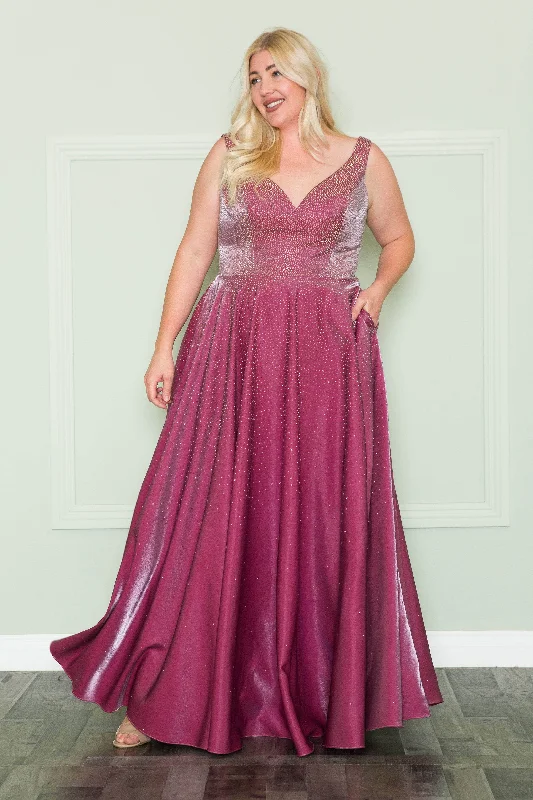 Act Fast Poly USA W1110 - Beaded A-Line Plus Prom Dress