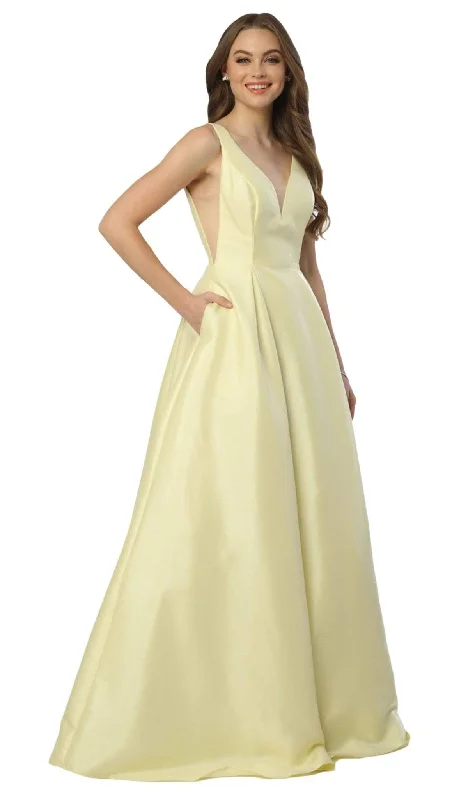 Value Deals Nox Anabel - E156 Sleeveless Illusion Panel V Neck A-Line Gown