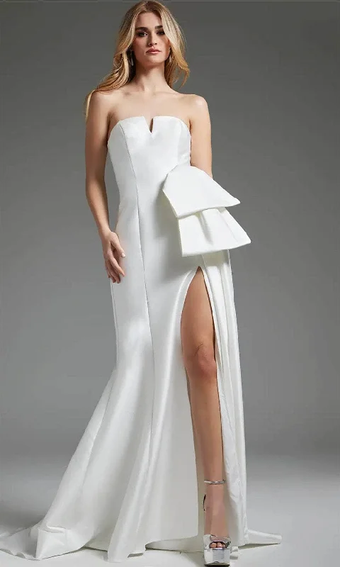Weekend Special Jovani JB40791 - V-Neck Seamed High Slit Bridal Gown