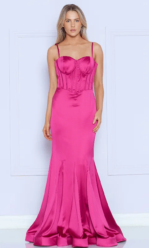 Huge Discounts Poly USA 9008 - Sculpted Mermaid Satin Gown