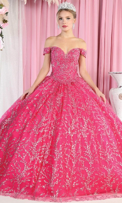 Overstock May Queen LK183 - Rosette Glitter Quinceanera Ballgown