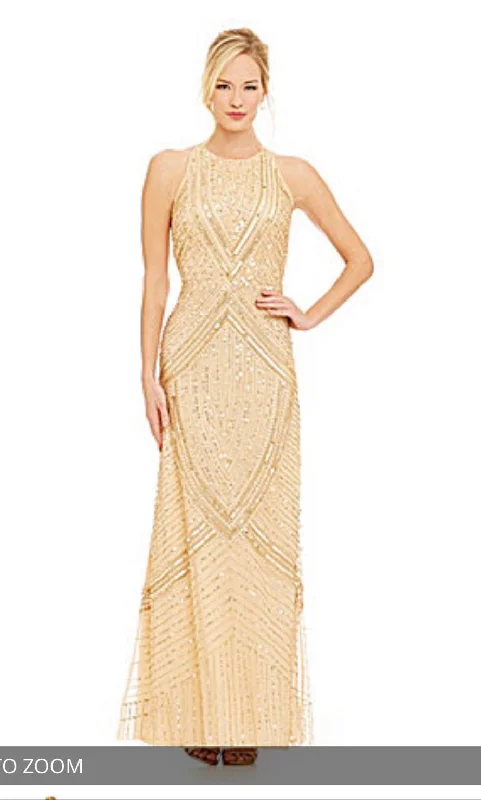 Don't Miss Aidan Mattox Beaded Gold Gown/054457020