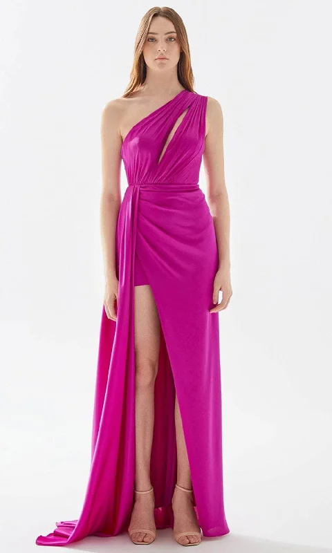 Shop and Save Tarik Ediz 52015 - One Shoulder Satin Prom Gown