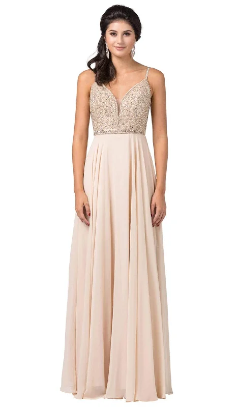 Midnight Sale Dancing Queen - 2493 Jewel Beaded A-Line Chiffon Gown