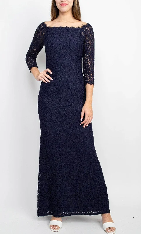 Amazing Deals Adrianna Papell AP1E209461 - Straight-Across Neck Lace Evening Dress