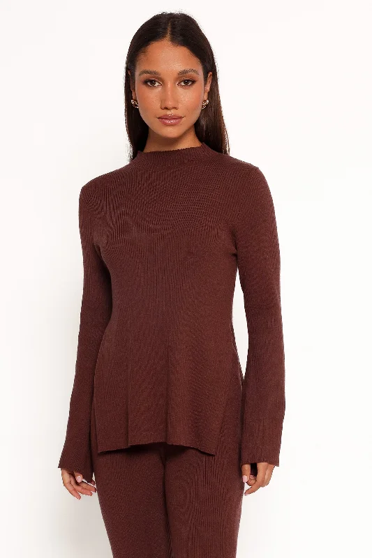 Deal Mania Adrienne Knit Top - Chocolate