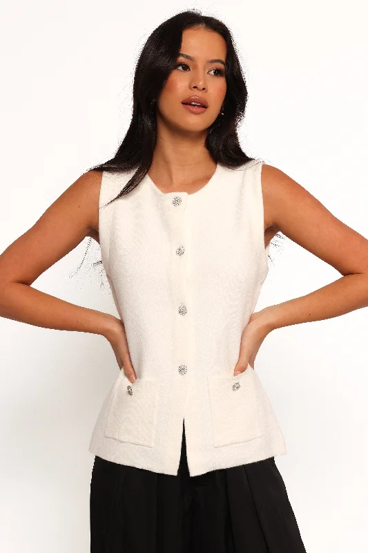 Loyalty Reward Andrea Knit Vest Top - Cream