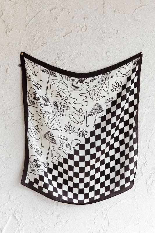 Blowout Sale Coastline Printed Square Scarf Black