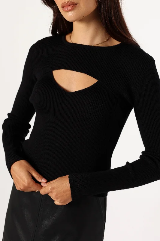 Online Specials Jupiter Long Sleeve Knit Top - Black