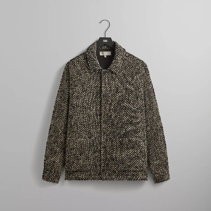 Inventory Reduction Kith Oversized Herringbone Boxy Collared Overshirt - Black